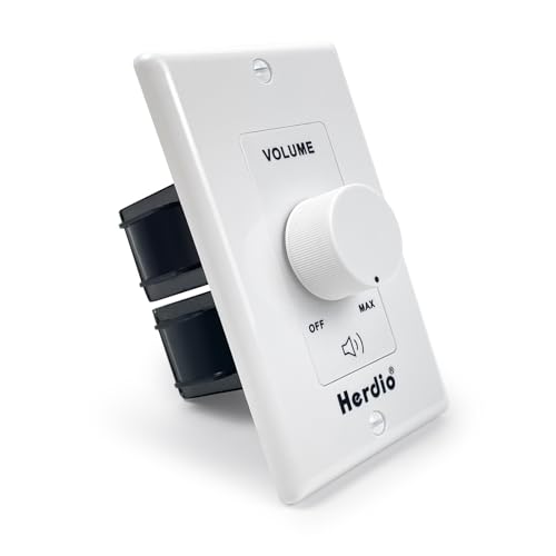 Herdio 100W Volume Control Knob for Speakers Flush in Wall Volume Controller with 3 Independent Plate Precise Sound Adjustment with 12-Position Wide Compatibility for Home Audio Volume Adjustment