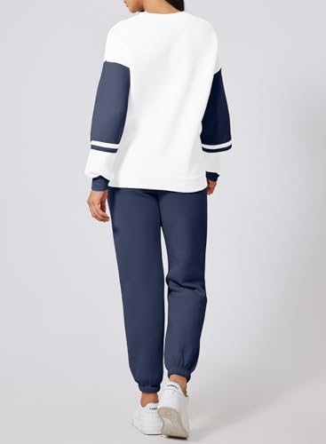 Herseas Womens Long Sleeve Crewneck Color Block Sweatshirt with Jogger Pants 2 Piece Outfits Tracksuit Lounge Set3