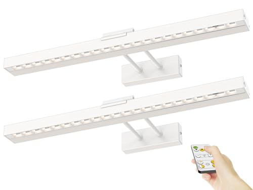 Image of PESUTEN Picture Light Battery Operated, 16in Wireless Art Light for Paintings CCT Dimmable Recharging Battery Picture Light with Remote Control for Gallery Dartboard Art Bedroom Bathroom 2pcs White