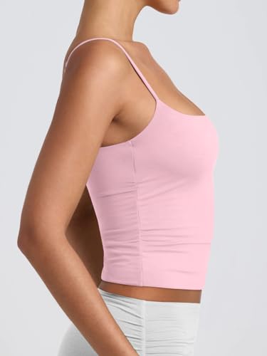 Image of PINKMSTYLE Women's Basic Double Lined Scoop Neck Tank Tops Summer Cami Top | Adjustable Spaghetti Strap,Soft Skin Stretch,Slim Fit for Everyday Wear