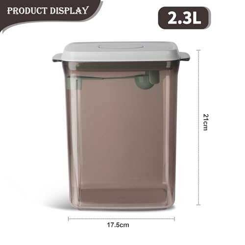 DUBUOZA Milchpulver Aufbewahrungsbox 2300ML Milchpulverspender mit Löffel für die Lagerung von Milchpulver,Hülsenfrüchten und Mehl (Teetönig 2300 ml)