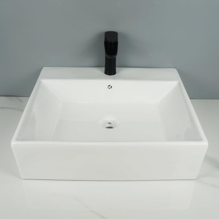 Lavabo sobre encimera rectangular lavabo de pared cerámico para aseo 4
