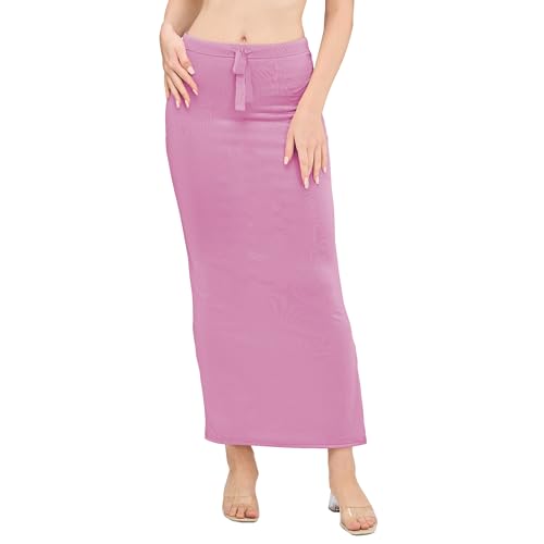 Image of DESI GIRL Satin Shimmer Stretchable Saree Shapewear Petticoat with Drawstring for Women | Mermaid fit Saree Petticoat with Side Slit for Easy Movement | Saree Shaper | Long inskirt