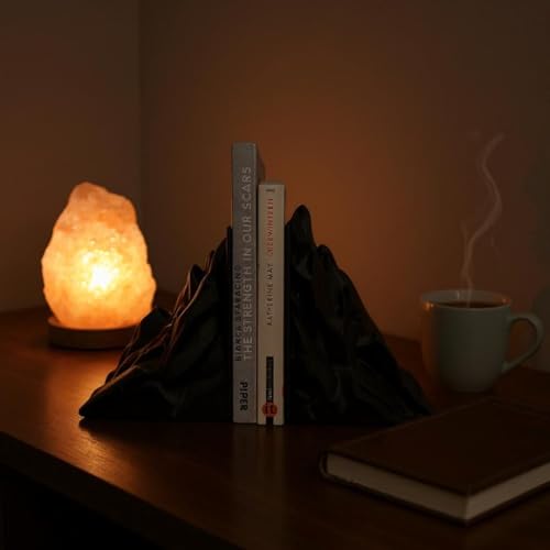 Image of Modern Mountain-Shaped Bookend Supports - Decorative Heavy-Duty Book Holder Pair (Set of 2) for Shelves, Study Table & Office Desk, Stylish Sculptural Book Organizer