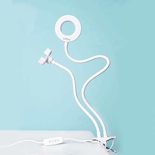 Littil Shine - Minimalist Selfie Led Ring Light With Desk Clip And Cell Phone Holder | 3 Adjustable Light Modes | Brighten Up Your Photos And Videos On Tiktok, Zoom, Ig, And Everyday Life #TOP1