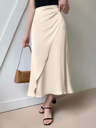 Skirts for Women Elegant High Waist Long Midi Skirt Solid Color Casual Vacation Skirt for Women2
