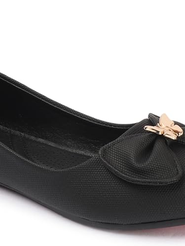 Image of Carlton London Elegant Bow Ballet Flats - Comfortable & Chic Everyday Shoes