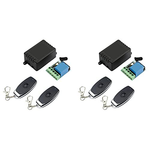 Ohewiiuk 2X Receptor de Interruptor Inalámbrico RF de 433 MHz CC 12V Módulo Receptor de Relé único con 4 Piezas Control Remoto Inalámbrico Universal