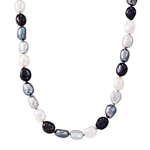 Honora 8-9 mm Tuxedo Baroque Freshwater Cultured Rice Pearl Strand Necklace in Sterling Silver, 18"