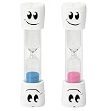 Ruvan 2 Stück Sanduhr Zähneputzen, Zahnputz-Zeit Sanduhr, 2 Minuten in Rosa Und Blau, Geeignet Für Kinderzahnpflege, Küchenzeitmesser, Büro Und Spielzeit
