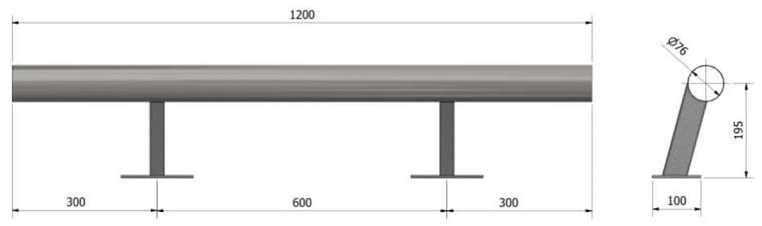 Tope de Ruedas para Aparcamiento - Barrera Parking Antigolpes - Acero Galvanizado - 120 cm - Anclajes Incluidos