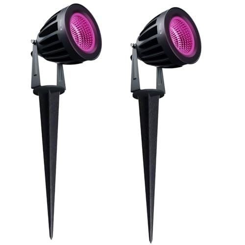 Image of Nortek Hydra 12W LED Garden Light - Waterproof Outdoor Spot Light for Terrace Garden Setup - Adjustable Gate Light Lamp, Garden Fence Outdoor, Pink, Pack of 2
