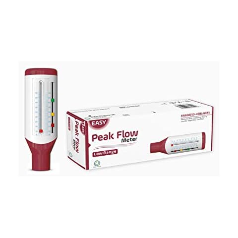 Easy Peak Flow Meter para que el niño controle la función pulmonar | Medidor de flujo espiratorio | Rango bajo para niños | Incluya instrucciones & indicadores codificados por colores Cover