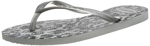 Chinelo, Havaianas, Slim Animals, Feminino, Cinza Gelo/Prata, 39/30