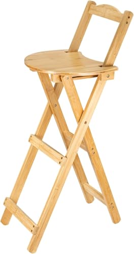 CaitongX Klapphocker aus Bambus mit Rückenlehne Tragbarer Barstuhl klappbar für Küche Theke Wohnzimmer Camping Indoor & Outdoor ergonomisch (1 Stück)