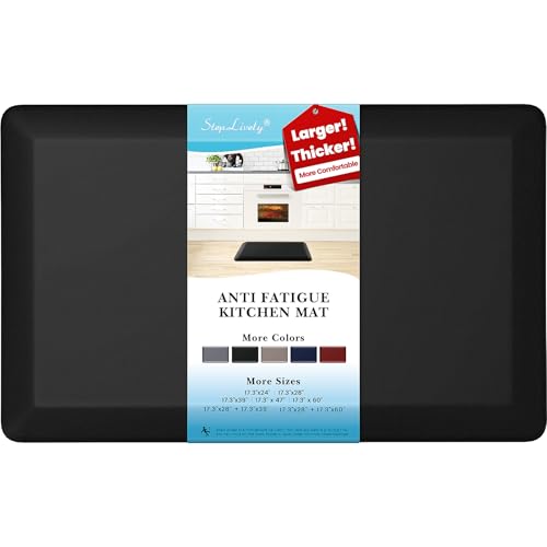 4/5 Inch Thick Kitchen Mat - Cushioned Anti Fatigue Mats for Kitchen Floor - Easy to Clean, Waterproof, Non-Slip Kitchen Rug for Sink, Office, Kitchen (17''x24'' Black) 4/5 Inch Thick Kitchen Mat - Cushioned Anti Fatigue Mats for Kitchen Floor - Easy to Clean, Waterproof, Non-Slip Kitchen Rug for Sink, Office, Kitchen (17''x24'' Black)