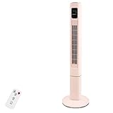 R.W.FLAME Tower Fan with Oscillation, Remote Control, 3 Wind Modes,Time Settings, Portable Bladeless Floor Fans for Home with Children/Pets/Elders(Pink, 46')