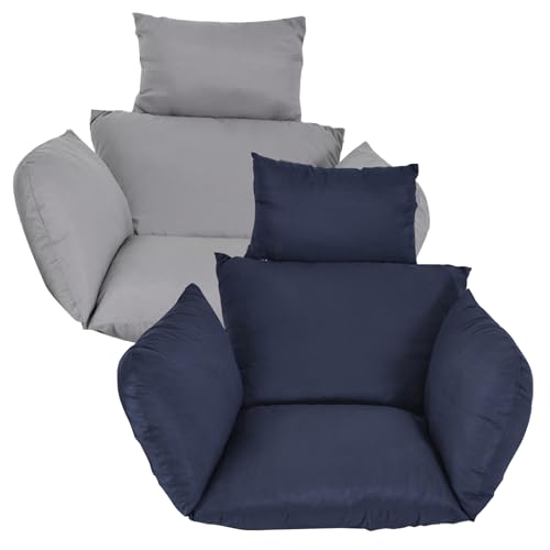 Stuhlkissenbezüge, 1 Set, farbecht, waschbar, Polyester-Kissenbezüge mit Reißverschluss und Bindeband für Hängesessel/Eierstuhl/Schaukelstuhl, grau, Hängesesselkissen, Eierstuhlkissen, Schaukelst