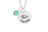 Triceratops Personalized Silver Necklace - DII ABC - Cute Mom Gift from Son - Dinosaur Jewelry - Funny Unique Jurassic 5/8 Inch 15MM Disc