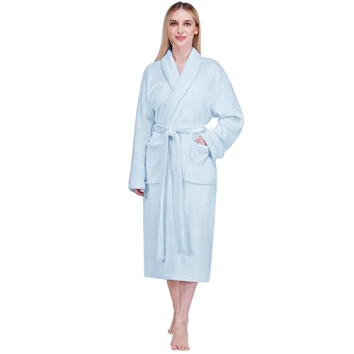 Image of PAVILIA Womens Robe Fleece Plush Soft, Fluffy Fuzzy Cozy Warm Bathrobe, Shower Spa House Long Robe for Women