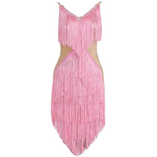 Backless Latin Dance Performance Dresses Women's Tango Dancing Skirt with Layered Tassels Cha Cha Ballroom Clothing