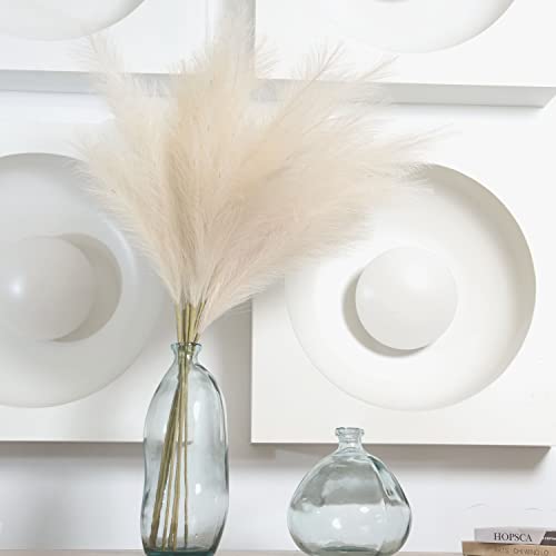 Qubitful Faux Pampas Grass, 9 Pcs 37''/3.1Ft Tall Fluffy Fake Pompas Floral, Large Artificial Pompous Grass Branches For Floor Vase Fillers, Boho Farmhouse Room Wedding Decor #TOP5