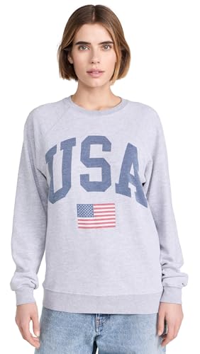Original Retro Brand Women's USA Sweatshirt, Vintage Heather Grey, M