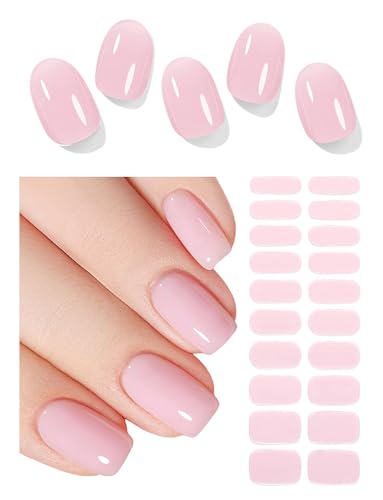 Wahrshei Pegatinas de Gel | Jelly Rosa Pegatinas Uñas Gel | 20 Pcs Gel Semicurado de Pegatinas | Adhesivos para Uñas de Gel, Envolturas de Esmalte de Gel para Uñas