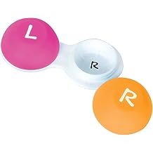 Flents Contact Lens Case, Soft Grip for Hard or Soft Lenses, Large Letters for Easy Identification, Portable Travel-Sized, Slimline Soft Grip, Color May Vary
