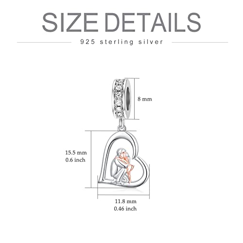 Image of PROESS Father Mother Daughter Charm fit Charms Bracelet Sterling Silver Charms for Bracelets Birthday Valentines Day Gifts for Daughter Mother Lover