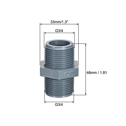Conector de tubería G3/4 macho uxcell adaptador hexagonal plástico de 10 piezas 4