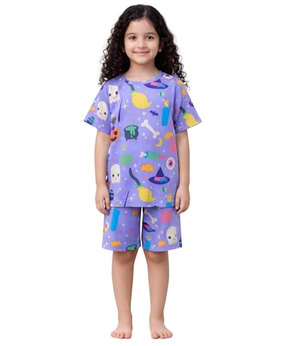 Image of ANTHRILO Sleepwear Shorts Set for Girls| Material: 100% Pure Cotton | Fabric: Skin-Friendly, ensuring a Soft Touch on Delicate Skin| Fit: Regular |Age Range: Suitable for Girls Aged 0-14 Years