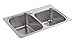 Kohler 75791-1-NA K-75791-1-NA Verse 33" x 22" x 9" top-/Under-Mount Large/Medium Double-Bowl Kitchen Sink with Single Faucet Hole