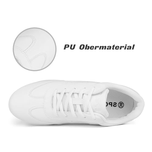 Asyusyu Weiß Cheerleader Schuhe PU Tanzsneaker Damen Geteilte Sohle Line Dance Schuhe-37EU