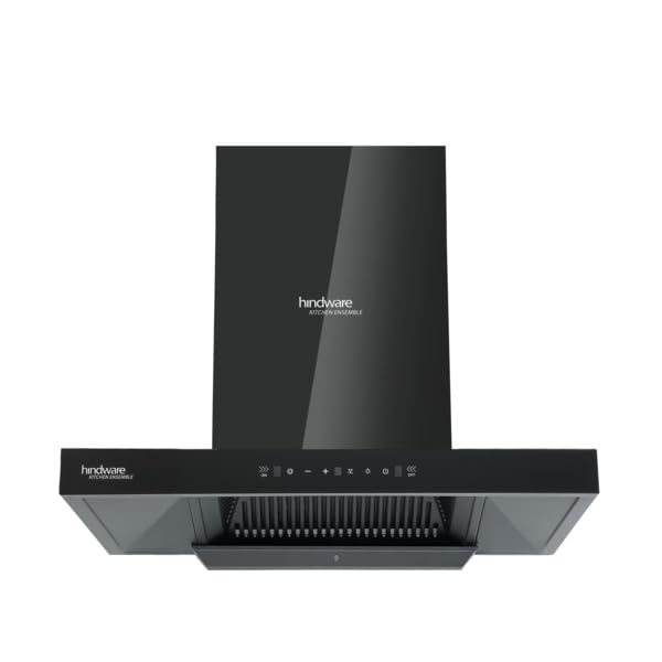 Image of Hindware Alicia HMS 75cm 1350 m /hr Filterless Auto-Clean Wall Mounted Kitchen Chimney with Motion Sensors, Touch Control, MaxX Silence Technology (32% less noise) (Black)