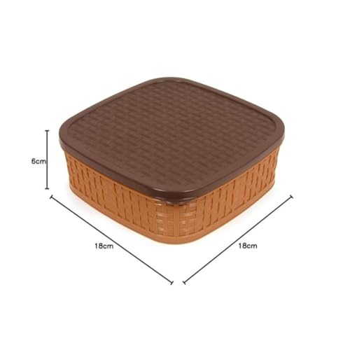 Image of 7-in-1 Premium Masala Box with Secure Compartments - Multipurpose Kitchen Spice Organizer, Rangoli Design (Brown Finish)
