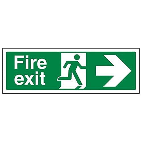 V Safety Fire Exit Arrow Right, Green, 450 x 150 mm