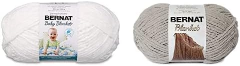 Bernat Blanket Yarn, 10.5 oz, Pale Grey, 1 Ball Bundle Baby Blanket Big Ball White