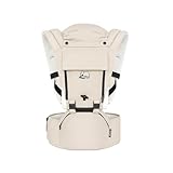 Deryan Pack Luxe Ergonomischer Tragesitz – Babytrage + Aufbewahrungsfächer – Sand