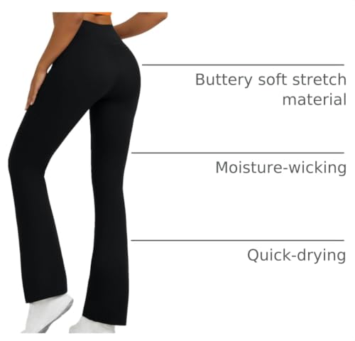 Image of Flare Leggings for Women with Pockets 2pack High Waisted Crossover Flare Leggings Bootcut Yoga Pants
