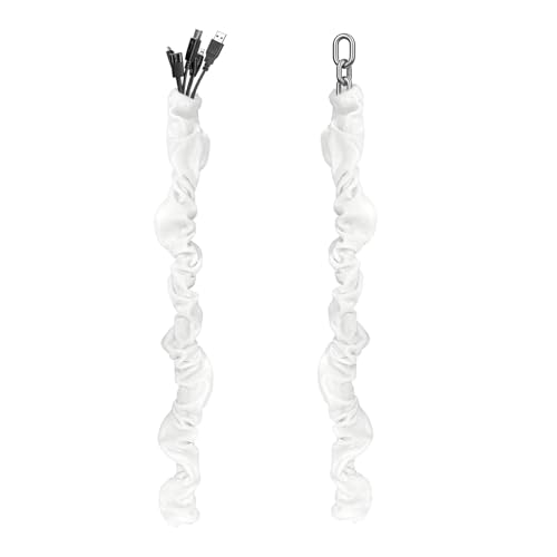 Image of Chandelier Chain Cover 2 Pack Touch Fasteners White 70.8inches,Brushed Polyester Fabric Chain Sleeve for TV Cord Cover Decorative Wall Cord Hider Easy Install Convenient for Wire Management