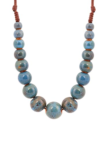 Hanary Collier de perles rondes colorées en céramique style hippie bohème - Cadeau pour femme, taille unique, Céramique, Pas de gemme