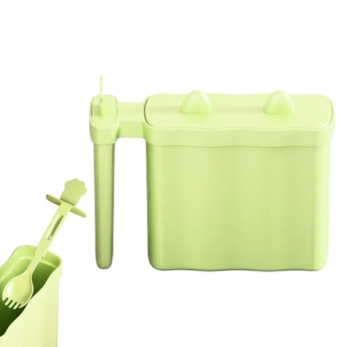 Soporte para tazas de fideos, taza de comida sin lavar con tapa, diseño de orejas de gato con tapa, drenaje, almacenamiento de tenedor y asa, para universidad, dormitorio, apartamento, cocina