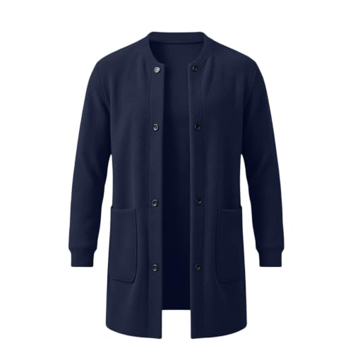Carydety Mens Coat Button Front Long Fleece Cardigan Coat with Pockets - image 5