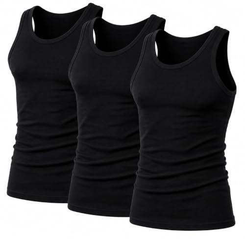 Image of Men's Vests Classic Style Tops Summer Multipack - Easy Dry Fit Tank Top for Gym Sleeveless Workout Men Vests Cotton Black Plain Tshirt for Everyday Athletic Wear Running Undershirt (Small)