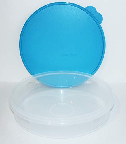 Tupperware 12" Pie Round Keeper Cake Taker Aqua Blue #TOP2