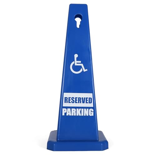 Handicap Parking Cones - 28" Blue Cones with Handicap Parking Signs - Parking Cones - Blue Safety Cones - Construction Cones - Street Cones (2 Pack, Handicap)
