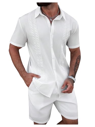 SOLY HUX Shirts for Men Button Down Shirt Sleeve Hawaiian Shirt Summer Beach Tops