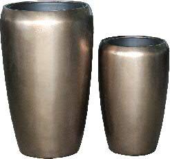 Klocke Pflanzgefäße Vaso per Piante di Alta qualità – Fibra di Vetro – con Inserto per Piante – Indoor – Metallico/Metallico – Fioriera/Vaso