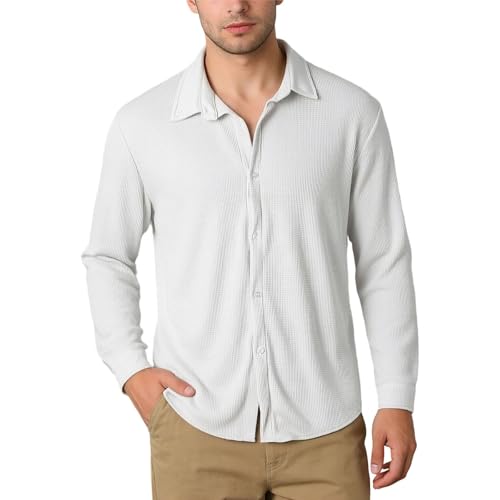 Chemise à manches longues pour hommes mode décontractée blanche XL